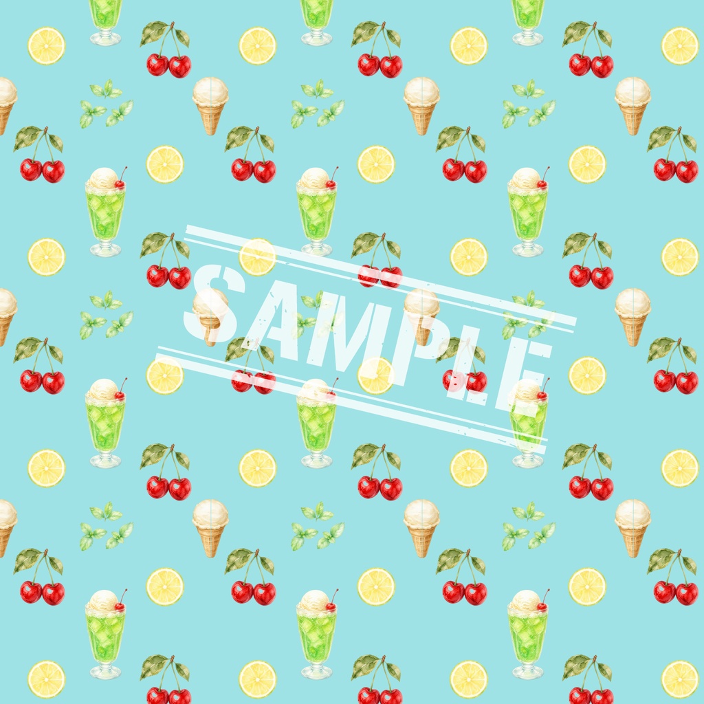 melon soda & cherry パステルブルー