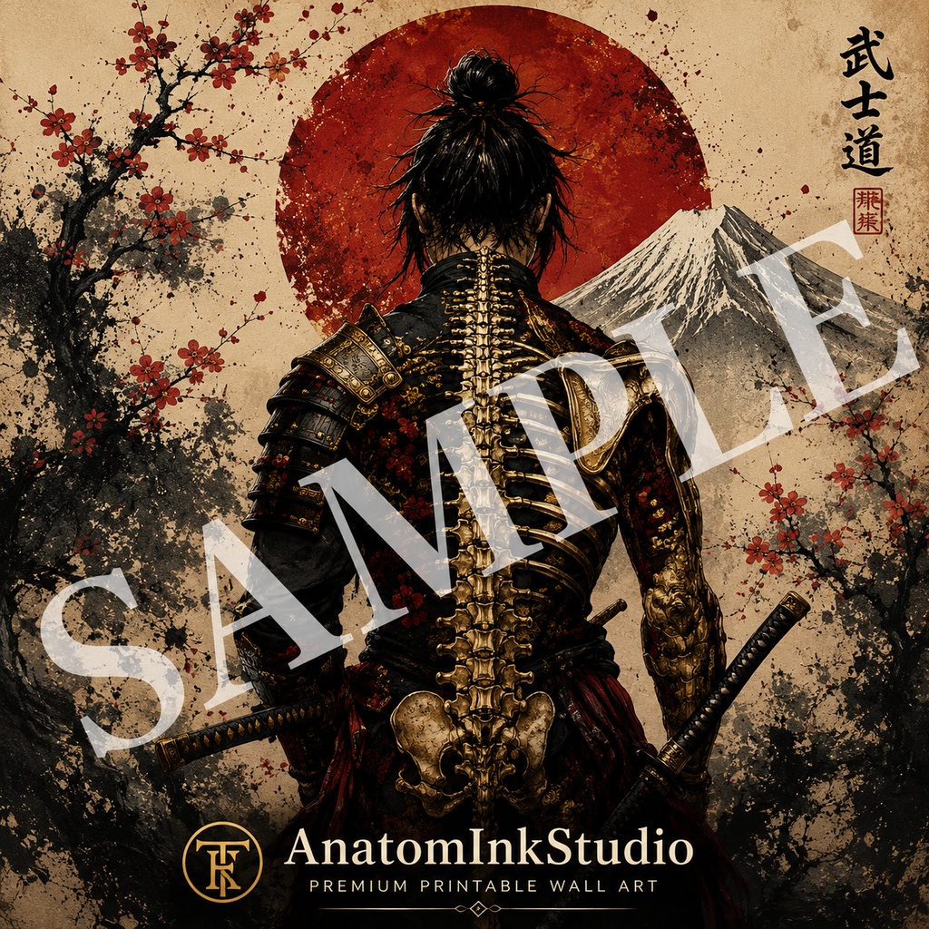 Samurai Anatomy Wall Art｜浮世絵風デジタルポスター