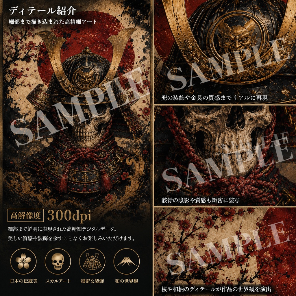 武者髑髏×侍兜|浮世絵風デジタルポスター