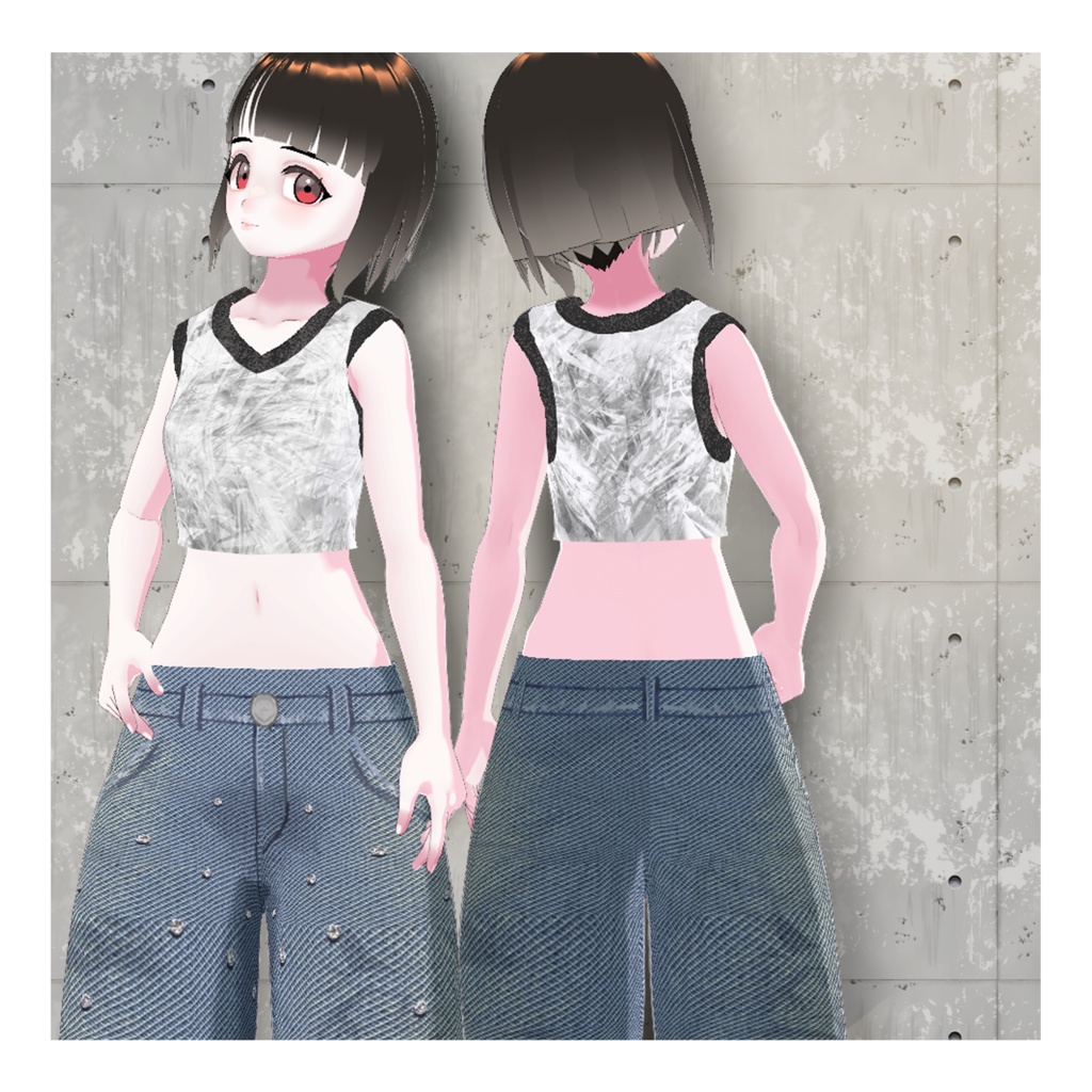 【vroid】トップス&ワイドパンツセット