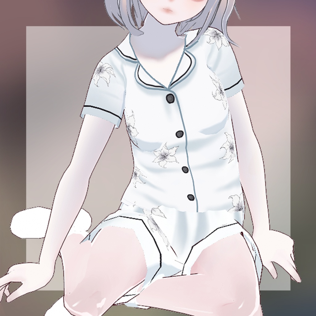 【vroid】花柄ルームウェアセット