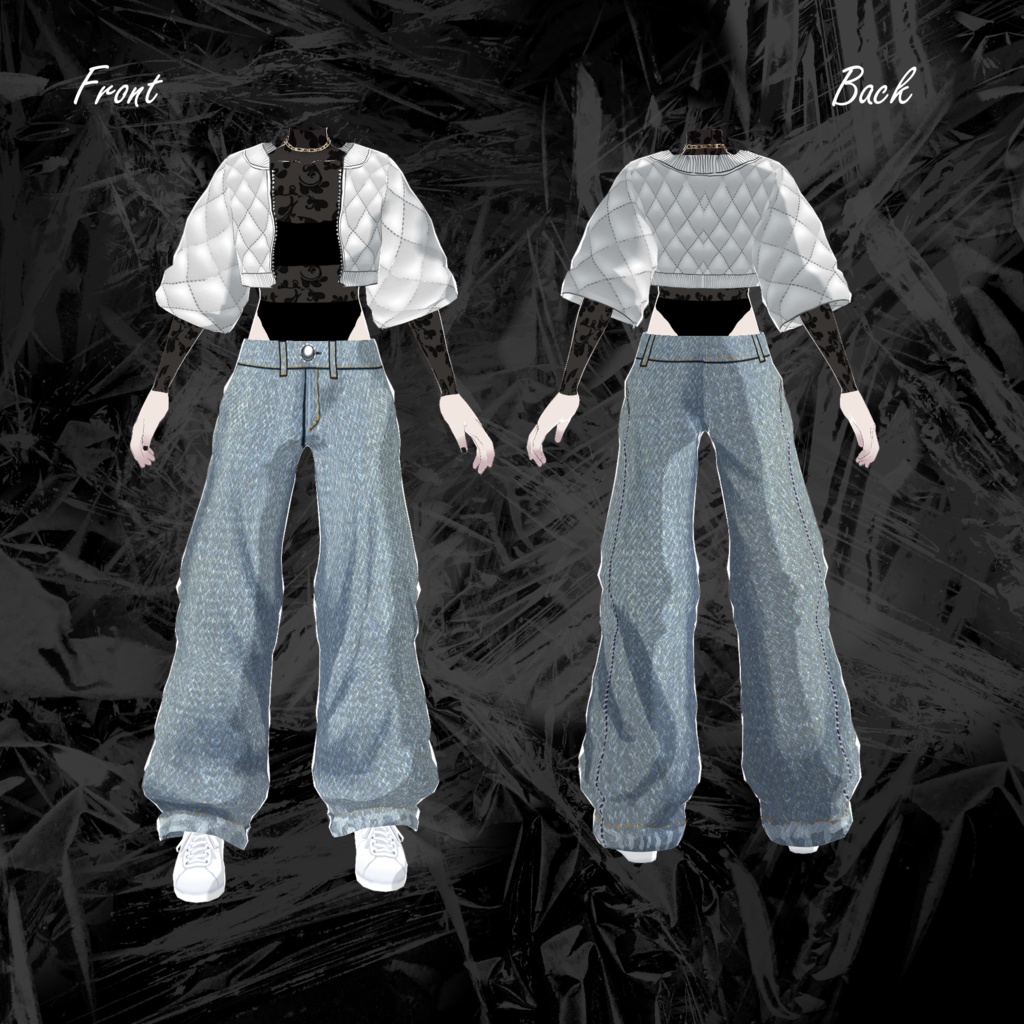 【vroid】ブルゾン&ボディスーツ&デニムセット