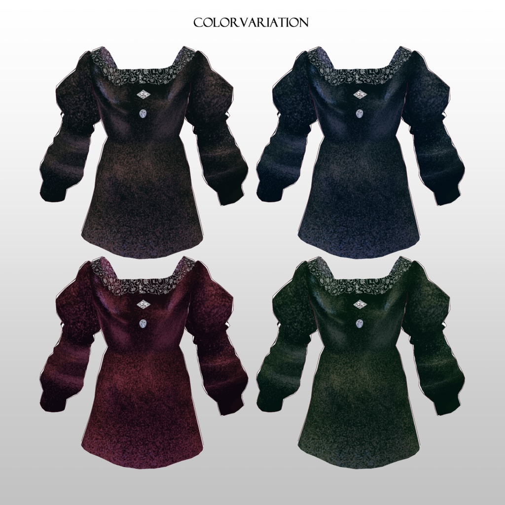 【vroid】ベルベットワンピースセット