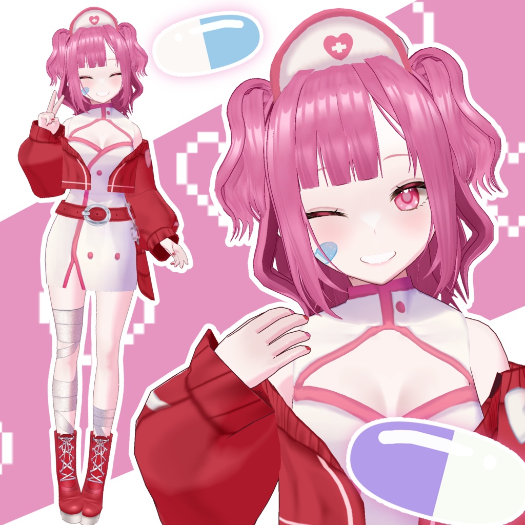 【1点もの】オリジナル３Dモデル「ピンクナース」【vroid】