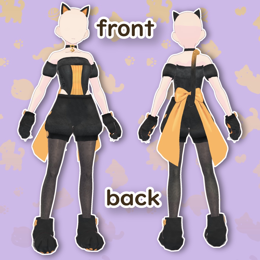 【Vroid】黒猫ハロウィンコーデ