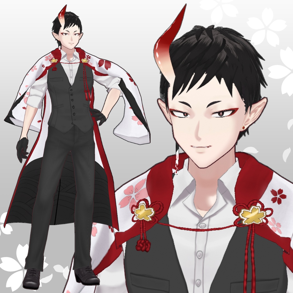 【1点もの】オリジナル３Dモデル「黒髪短髪鬼いさん」【vroid】