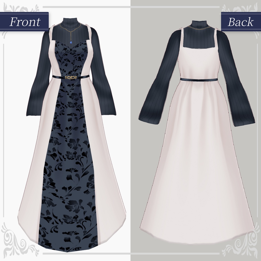 【Vroid】バイカラーワンピースコーデ