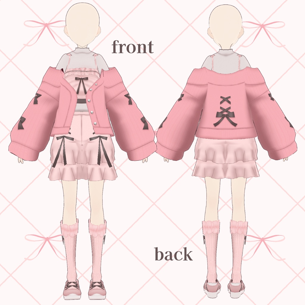 【Vroid】バレエコアショートパンツコーデ