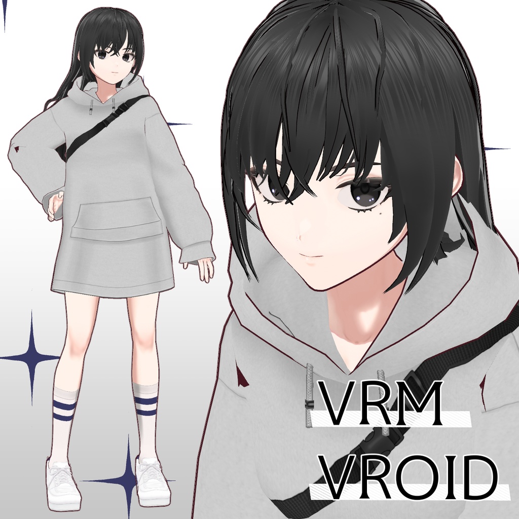 【1点もの】オリジナル３Dモデル「クールカジュアル女子」【vroid】