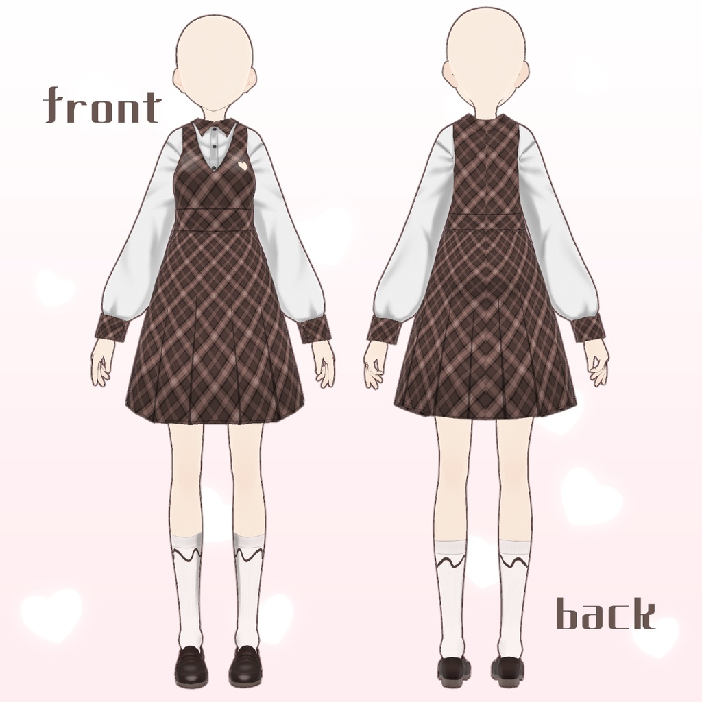 【vroid】制服風バレンタインコーデ