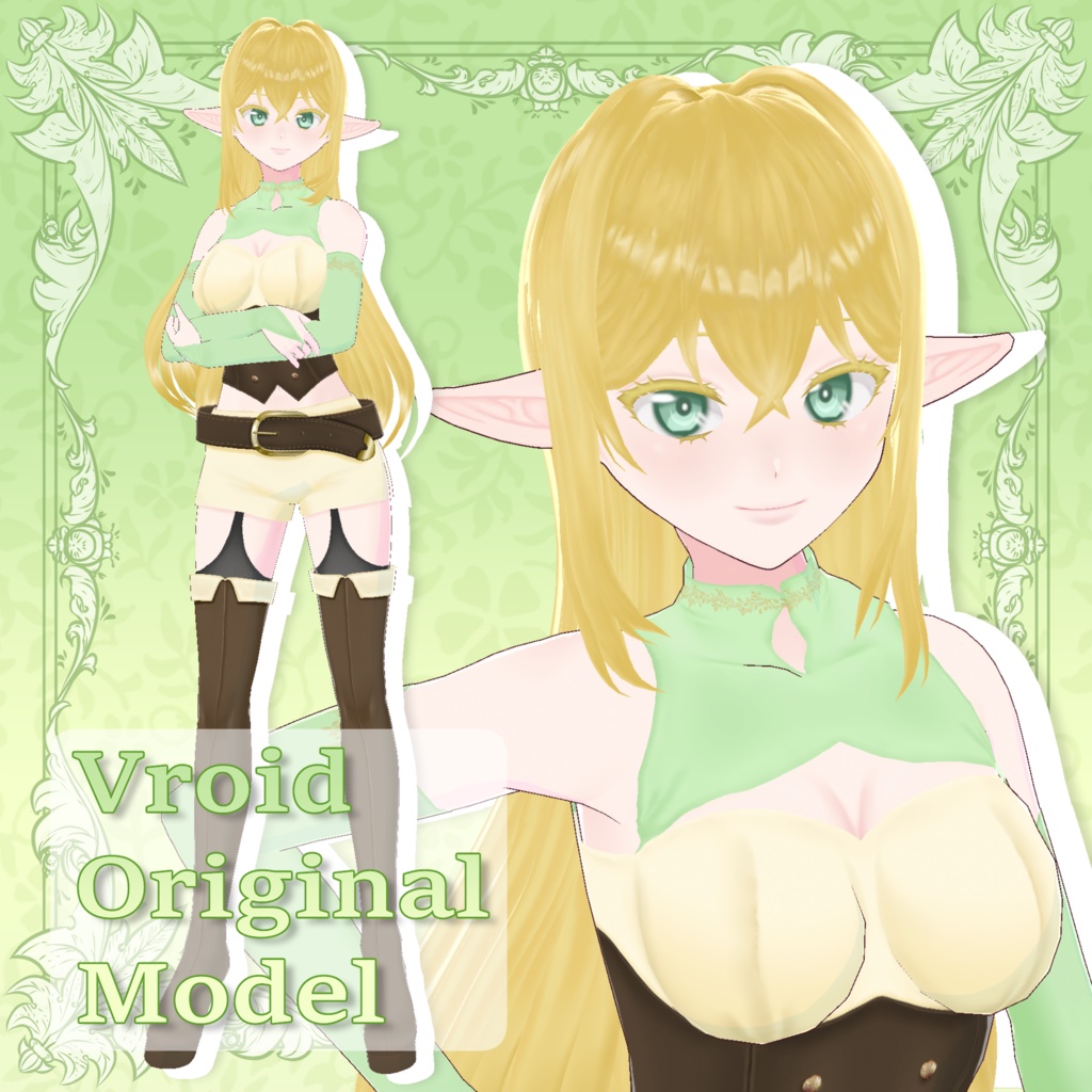 【1点もの】オリジナル３Dモデル「金髪エルフさん」【vroid】