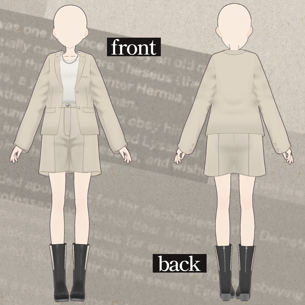 【vroid】テーラードショートパンツコーデ