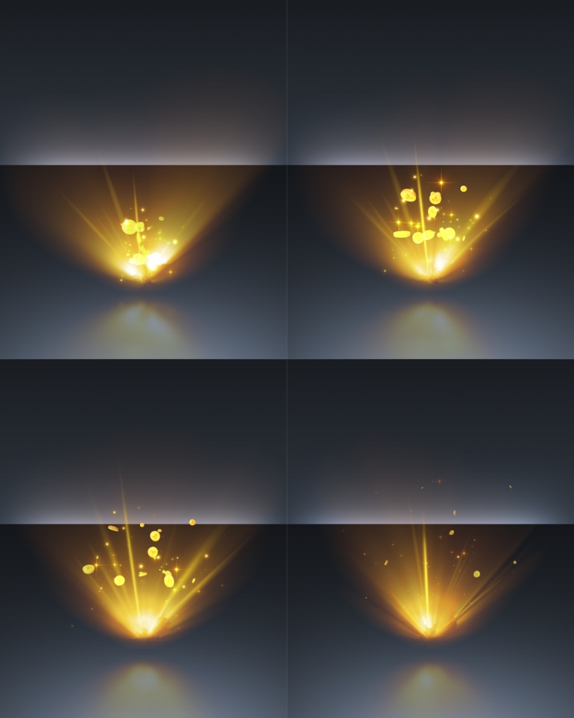 宝箱開封エフェクト_金色コイン