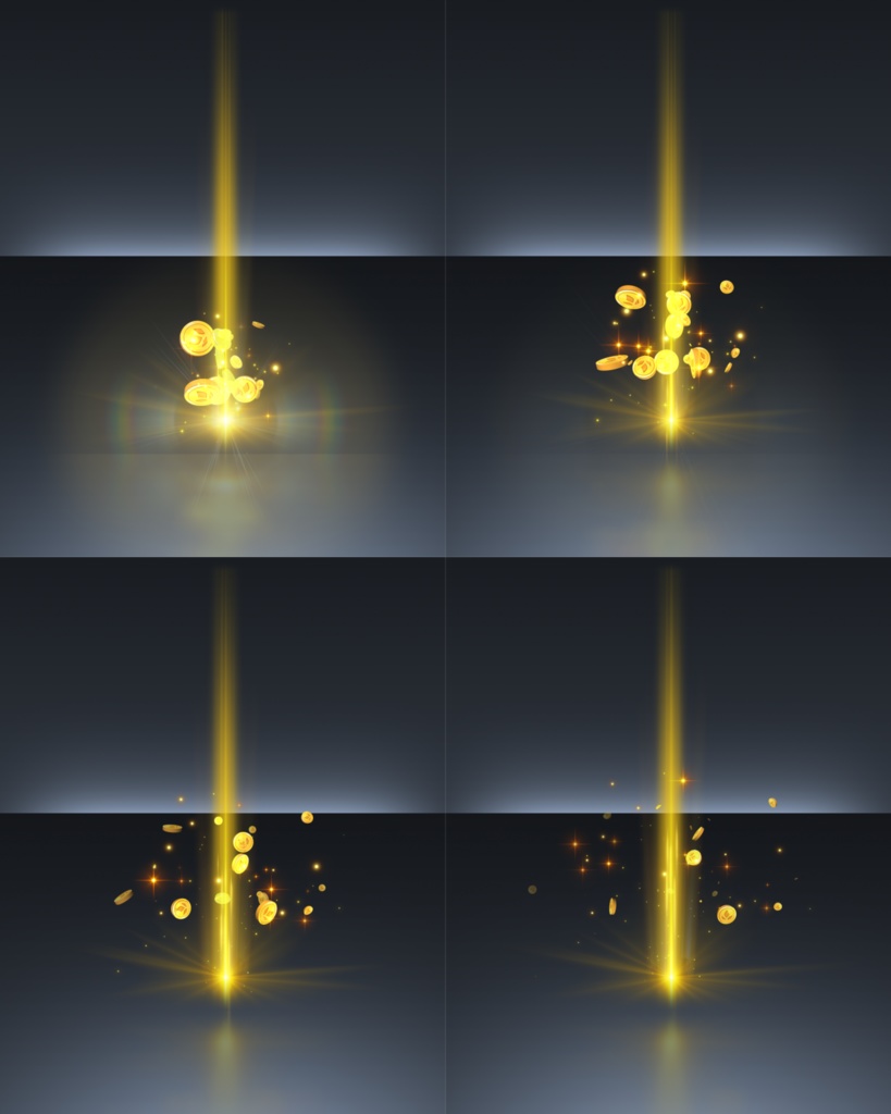 宝箱開封エフェクト_縦光コイン