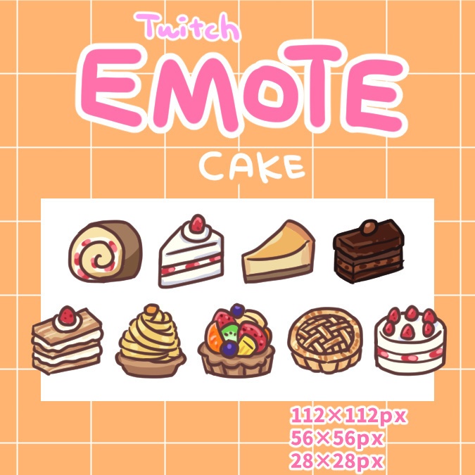 Twitch用ゆるい絵文字スタンプ・ケーキ編
