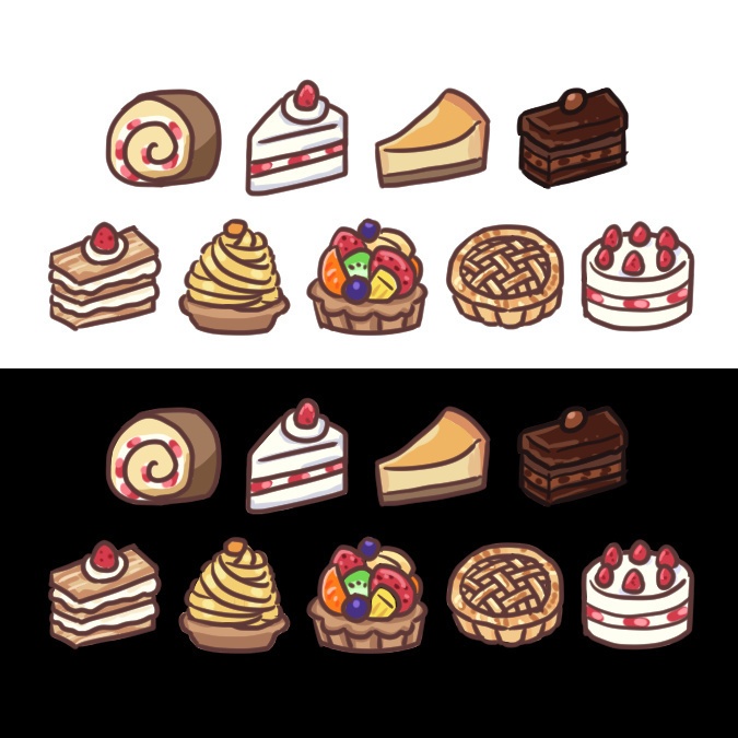Twitch用ゆるい絵文字スタンプ・ケーキ編