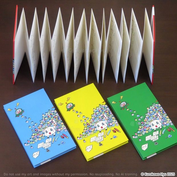 【宇宙遊泳 東京クリパから】オリジナルインク帳『蛇腹deいろあつめ』 インクまみれ 2