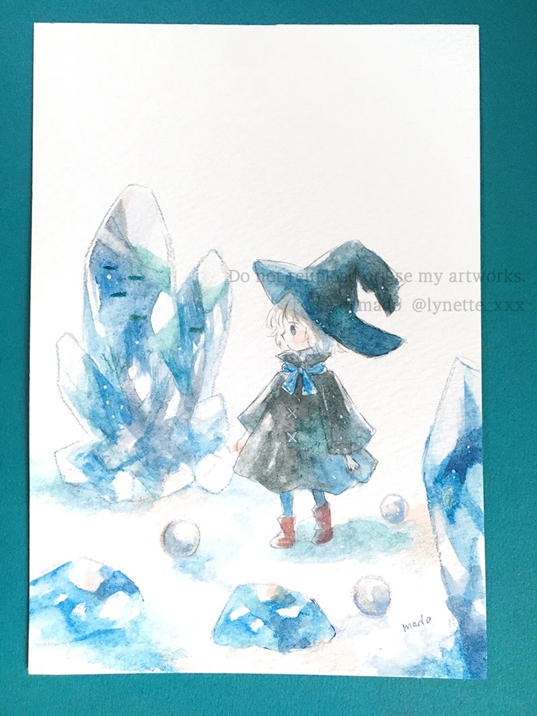 はがきサイズ原画「海の石」