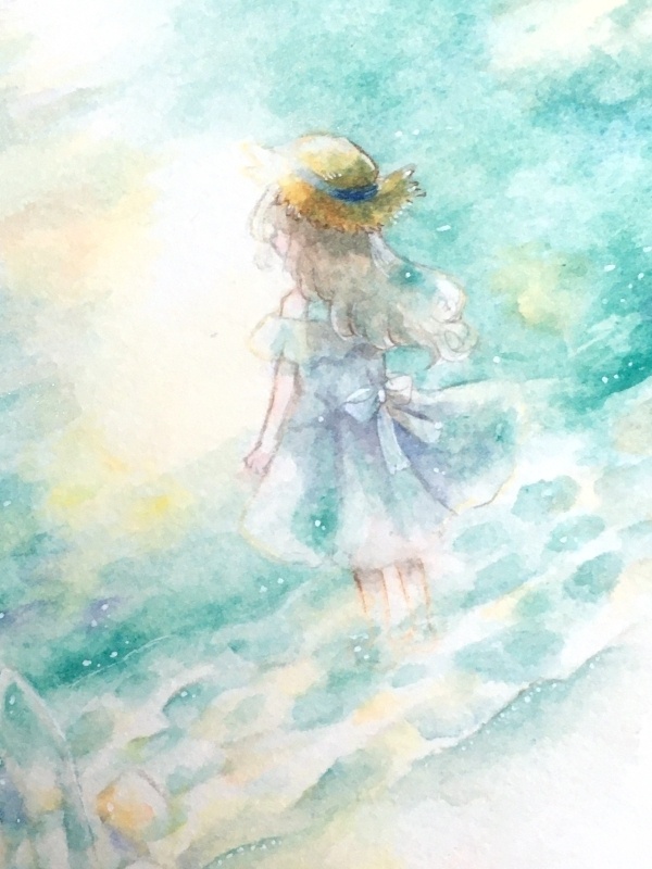 額装原画「翠の浜辺」