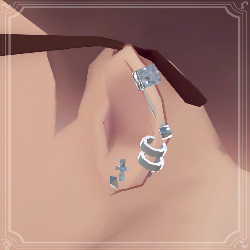 【無料】ローポリピアスセット