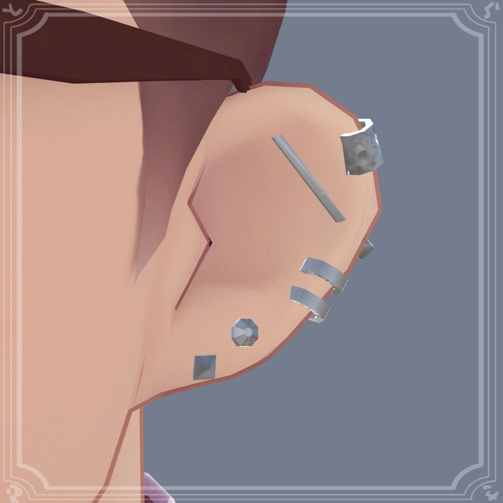 【無料】ローポリピアスセット