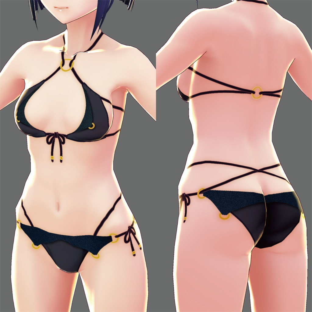 【VRoid女性用】レザーアクセントビキニ