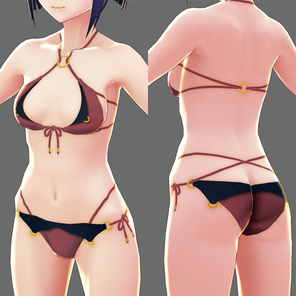 【VRoid女性用】レザーアクセントビキニ