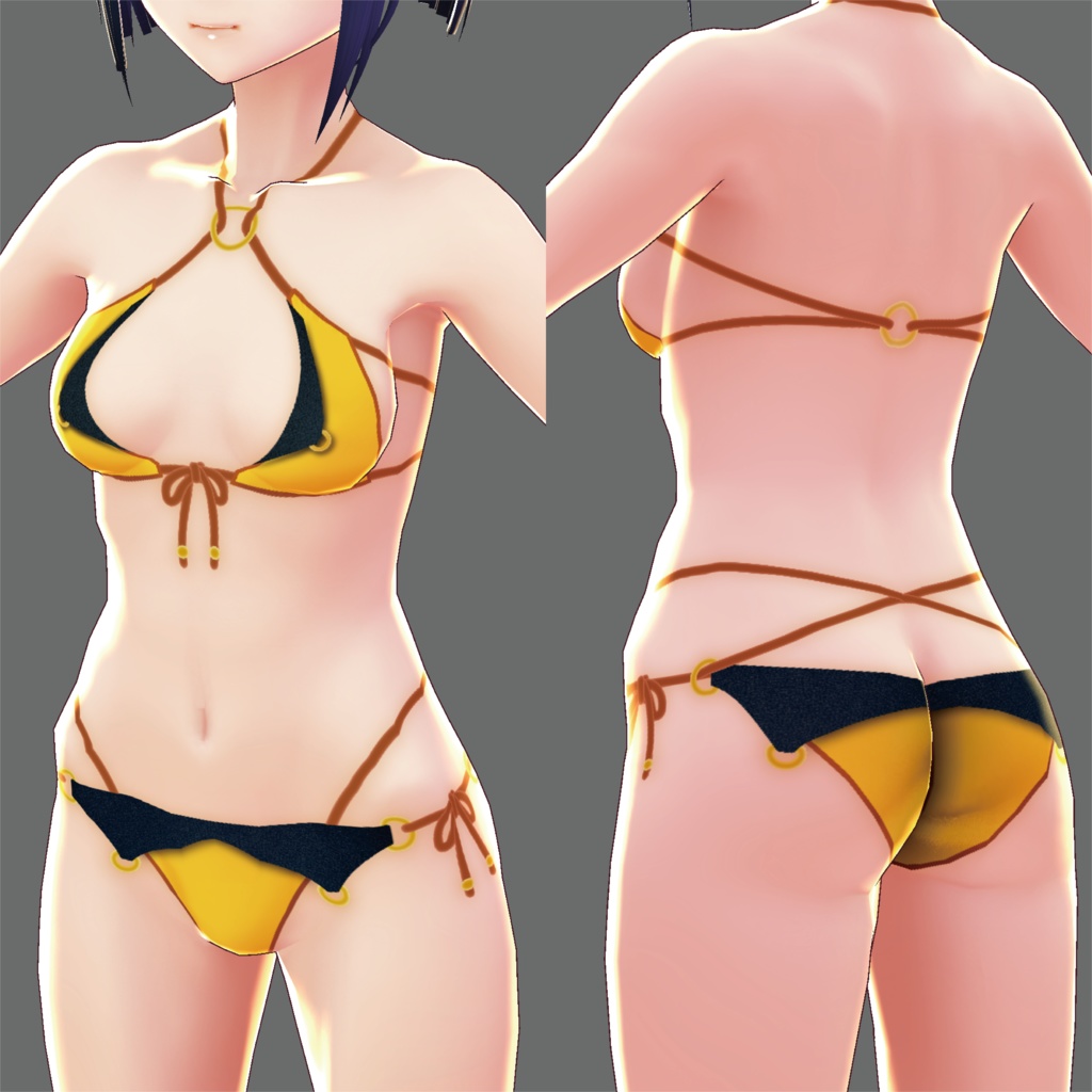 【VRoid女性用】レザーアクセントビキニ