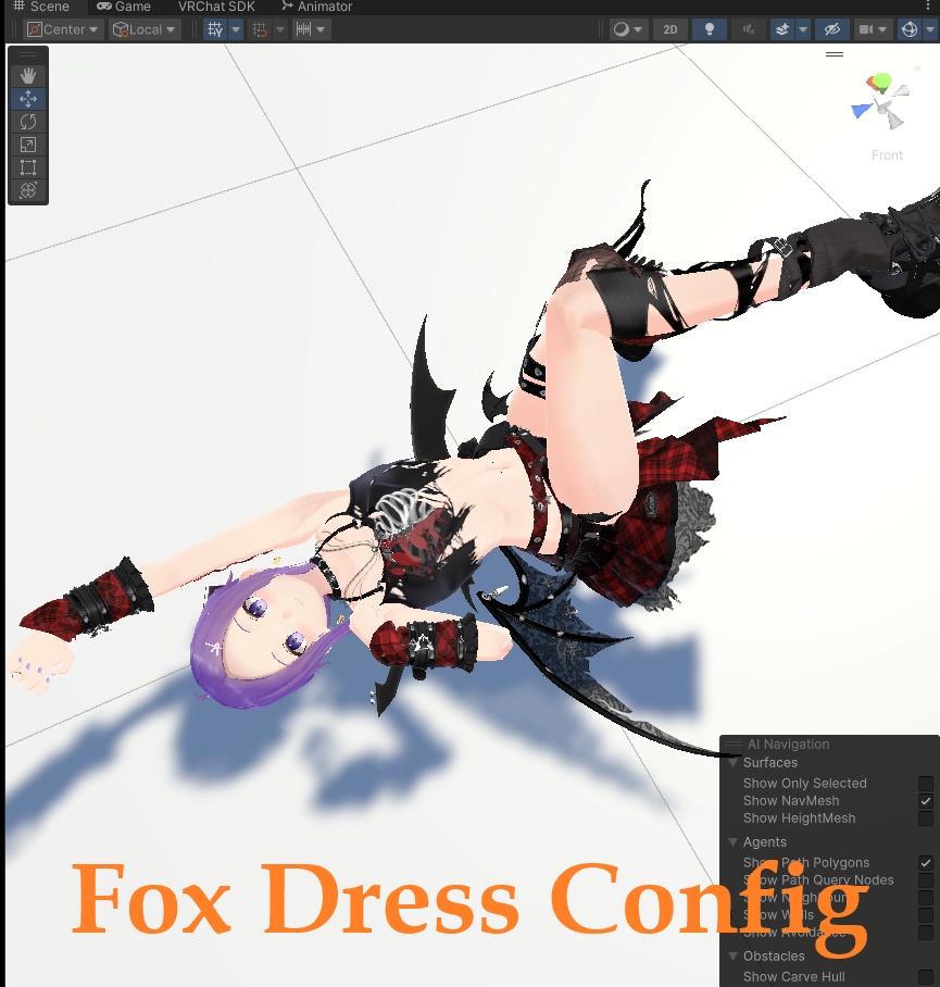 （体のボーン値を丸っと服へコピー、服のパーツを個別にPosition、Rotation、Scale）フォックスドレスコンフィグ