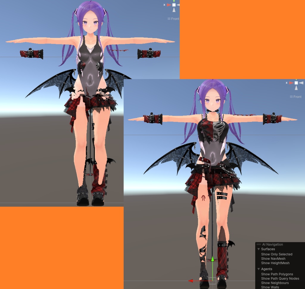 (体のボーン値を丸っと服へコピー、服のパーツを個別にPosition、Rotation、Scale)フォックスドレスコンフィグ