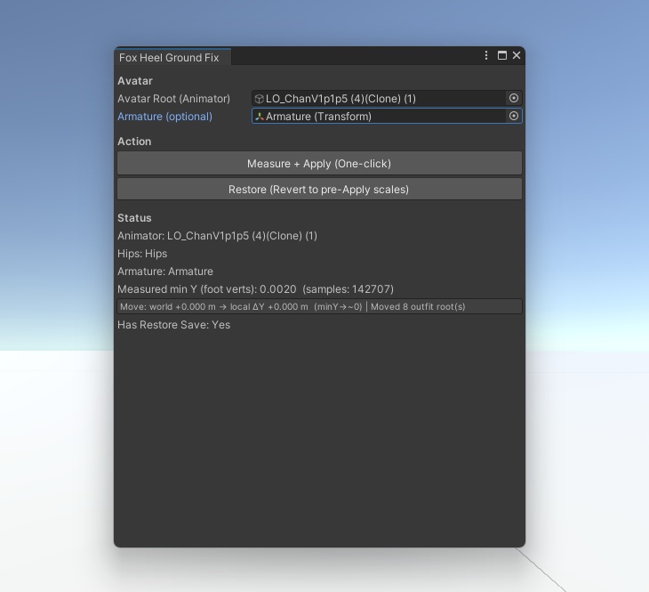 【MA対応】アバター高さ調整ツール 1ボタンで一発調整 フォックスヒールグラウンドフィックス