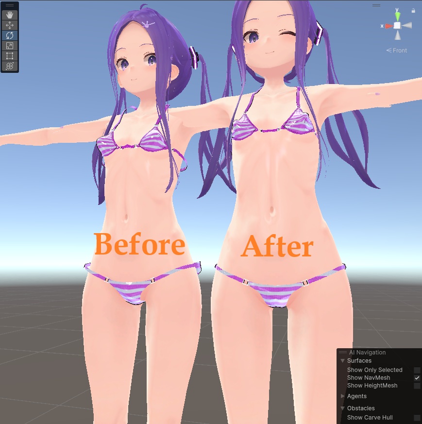 水着、ボディスーツをボタン一発ピッタリフィットUnity拡張 ユニティシュリンクラップ