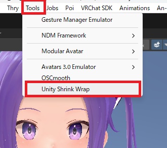 水着、ボディスーツをボタン一発ピッタリフィットUnity拡張 ユニティシュリンクラップ