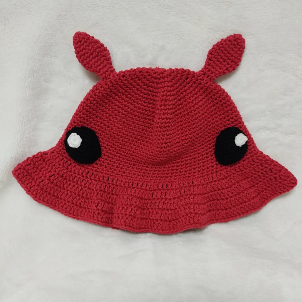 赤メンダコ編み帽子