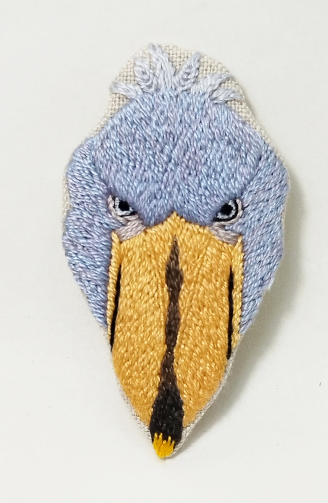 ハシビロコウ 刺繍ブローチ653
