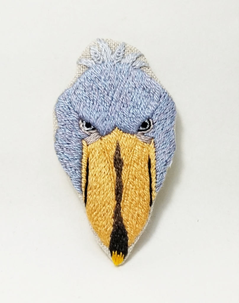 ハシビロコウ 刺繍ブローチ653