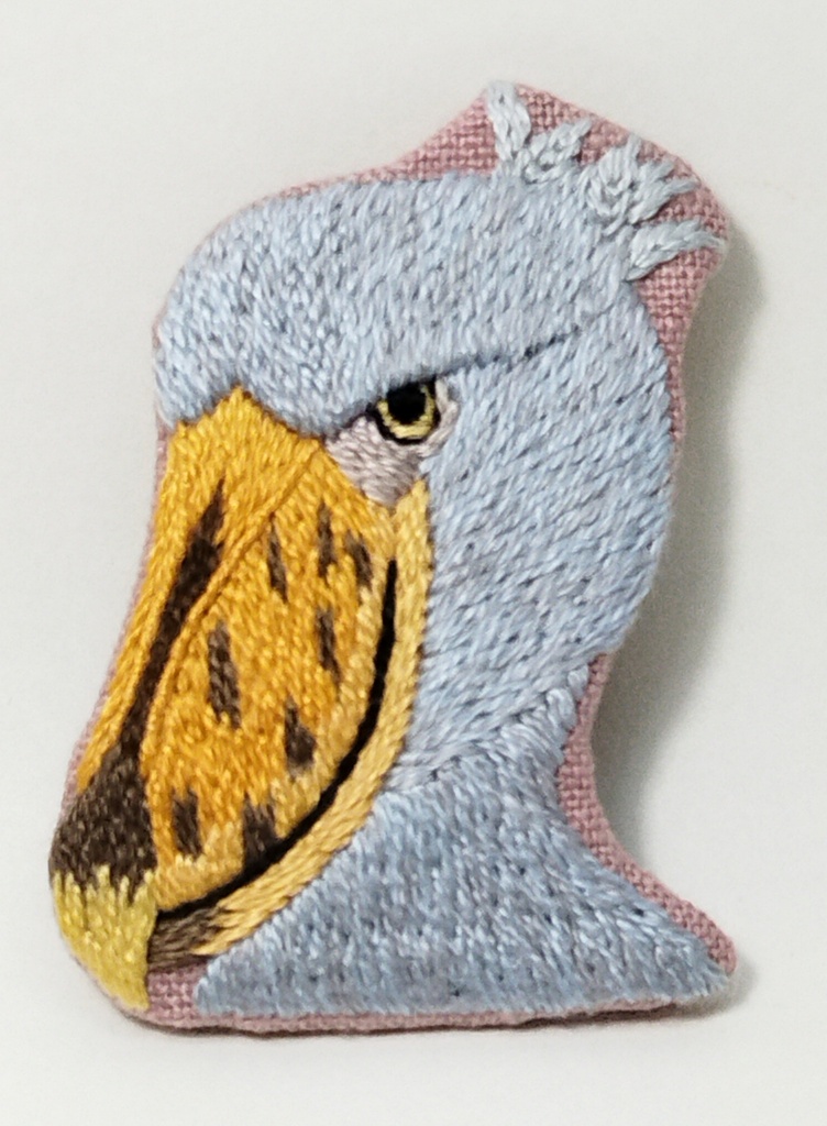 ハシビロコウ 刺繍ブローチ655