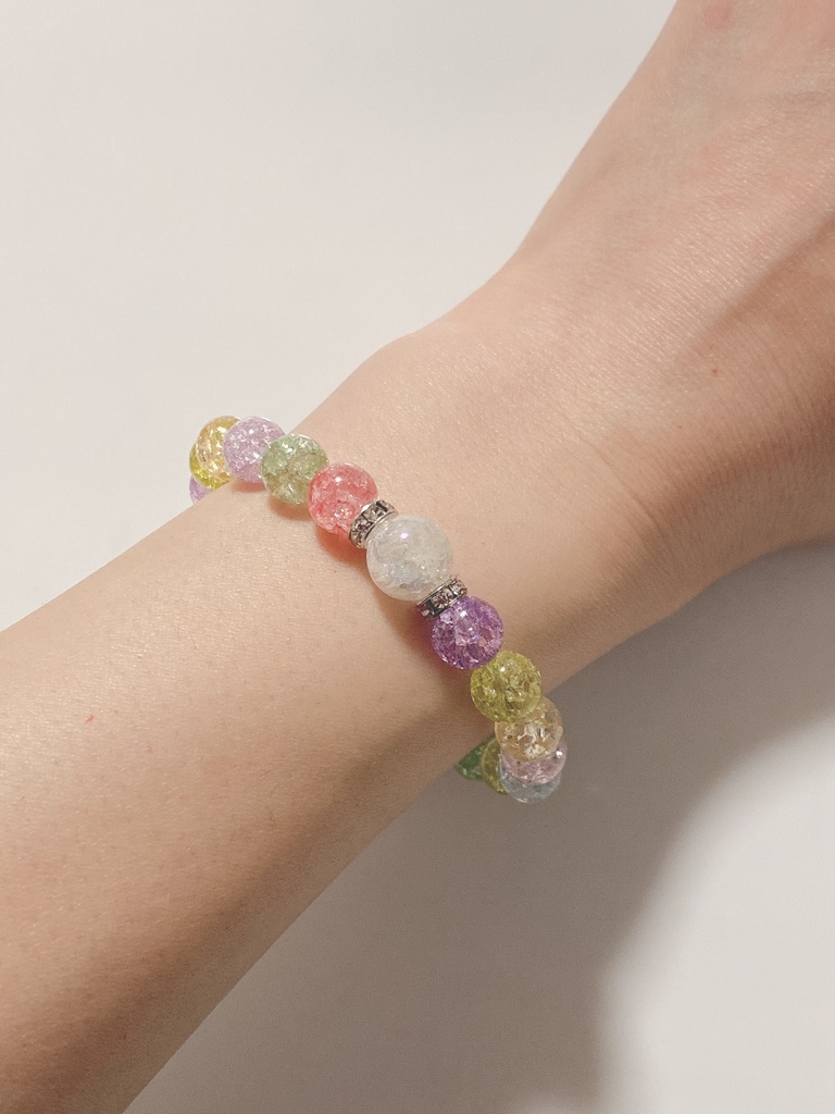 パワーストーンブレス(カラフルクラック水晶)