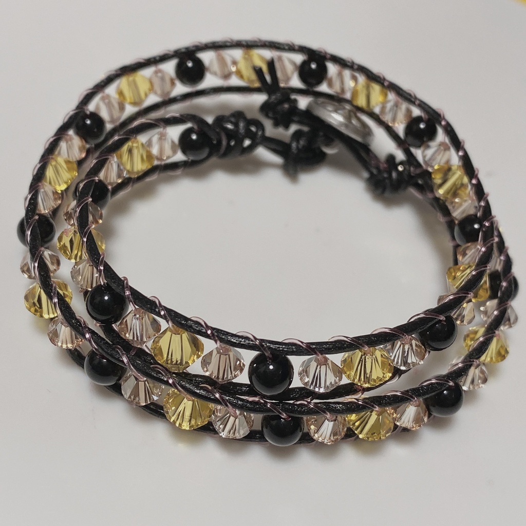 ハンドメイドブレスカスタム(2色3粒並び)