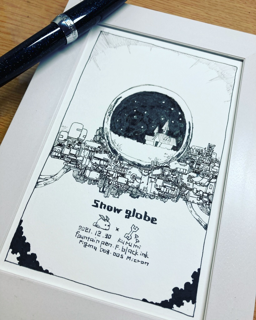 スノードーム 胡桃 ペン画 Booth