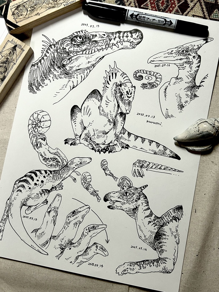 A4ドローイング　恐竜🦕