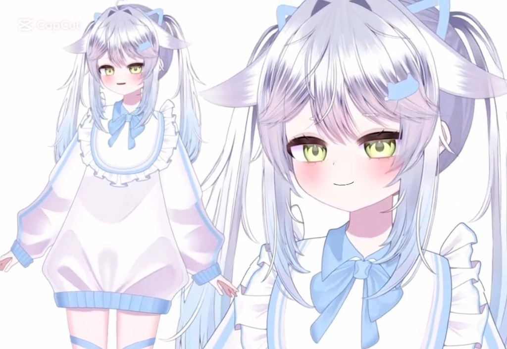 [Limited 1・限定1点] Cute White Cat-Eared Girl [Live2D Model]