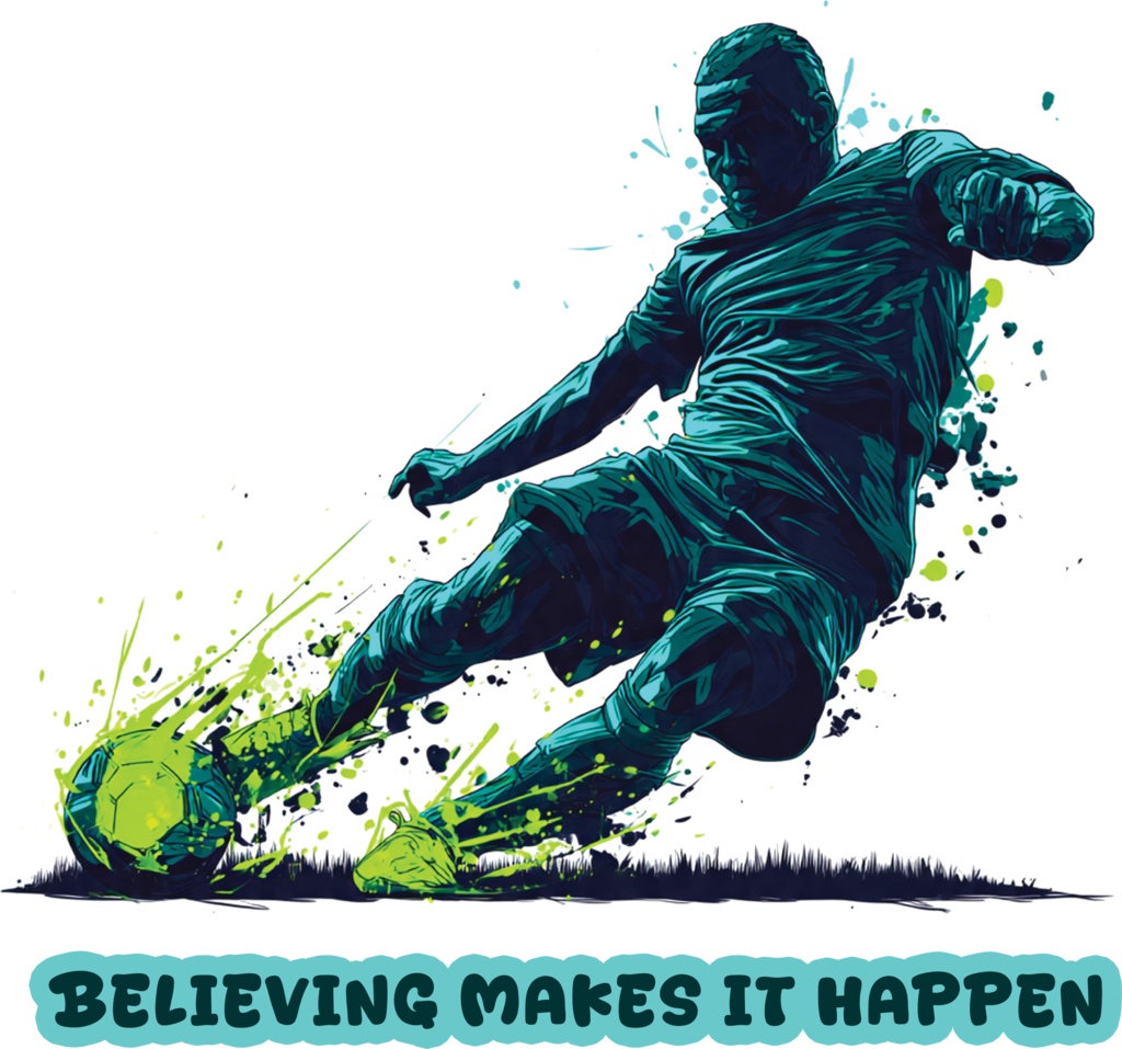 Football Player Powerful Kick Motivational Soccer Sports Action T-Shirt