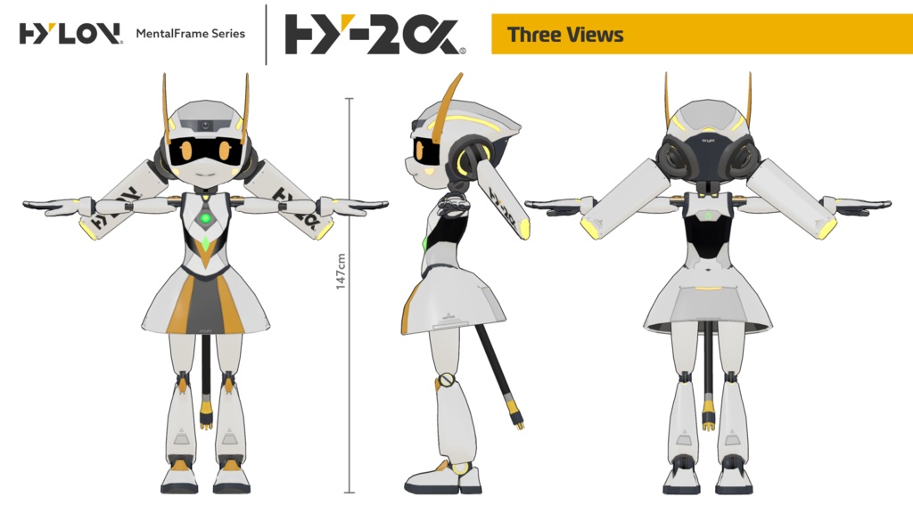 【PhysBone対応】Hylon MentalFrame Series "HY-2α" | VRChat想定 ロボ娘3Dモデル