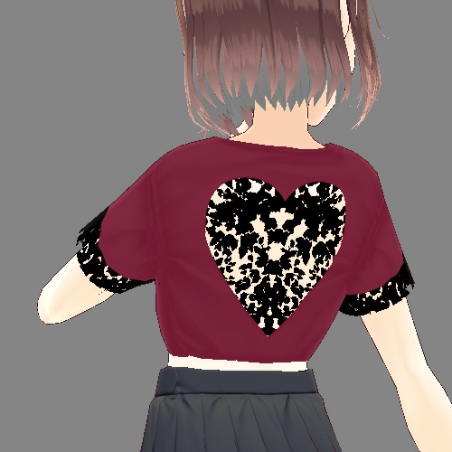 VRoid Red T-Shirt with lace detail