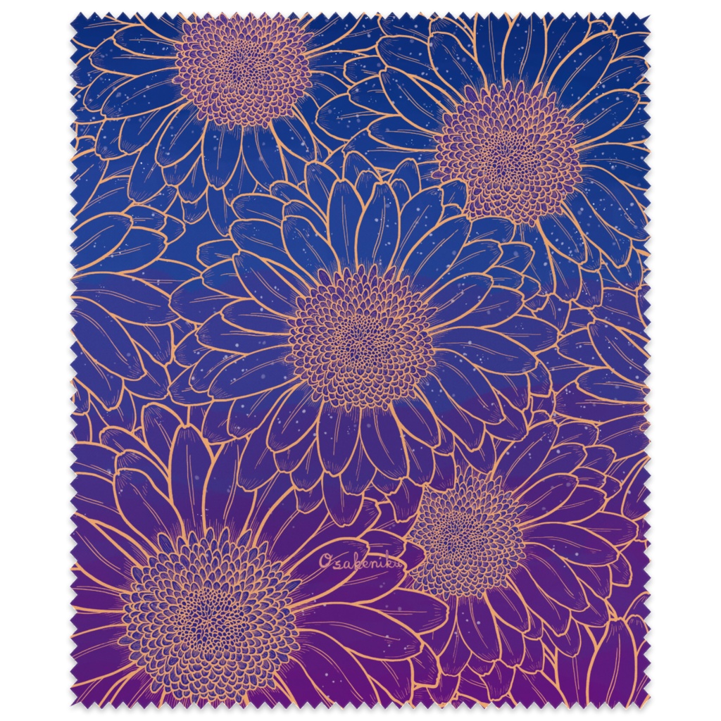 メガネ拭き-マイクロファイバークロス《夜空色のガーベラ》