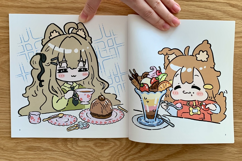 イラスト本「食べひなた2」食べている まめひなた