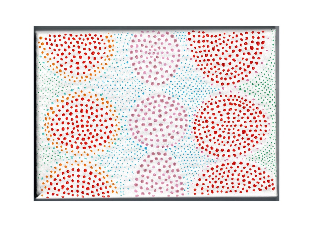 【原画】題「観客」　キャンバスのSMサイズで、22.7cm×15.8cmのサイズです。サムホール（サムホールサイズ）とも呼ばれ、日本固有の規格サイズです。