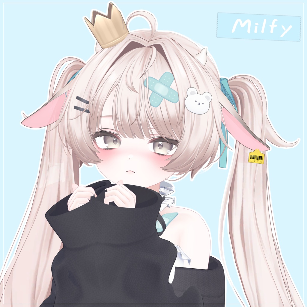 ૮ 【6 アバター対応】 Cow Ear :: 牛の耳 ა