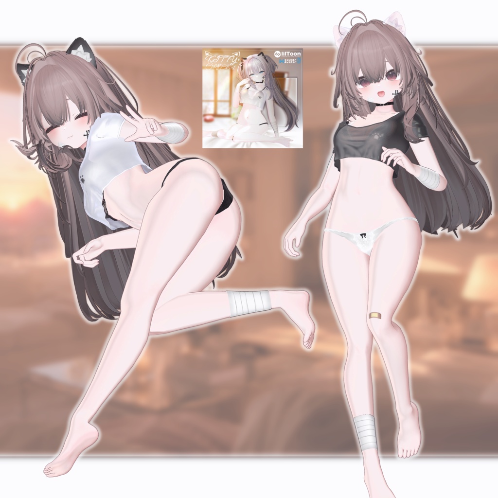 【16アバター対応】 Kitty Crop Shirt ₍=^・ω・^=₎っ 【VRCHAT】